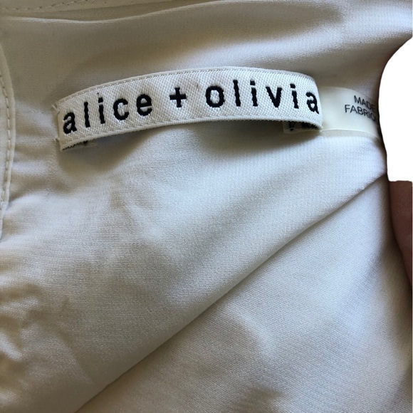 Alice and Olivia Blouse Lace Accents Women M OffWhite Long Sleeves Bateau Neck - Picture 9 of 10